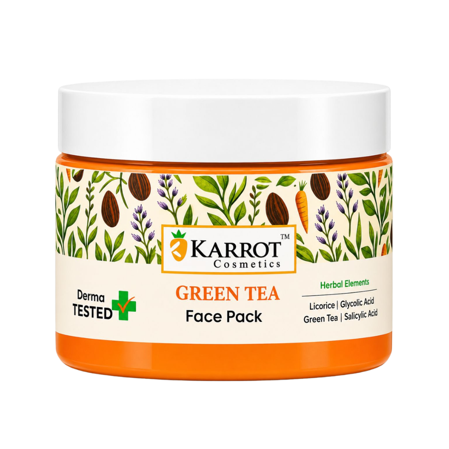 Karrot Cosmetics Green Tea Face Pack for Oily Skin | Oil Control Face Pack for Acne Skin Care | 100gm