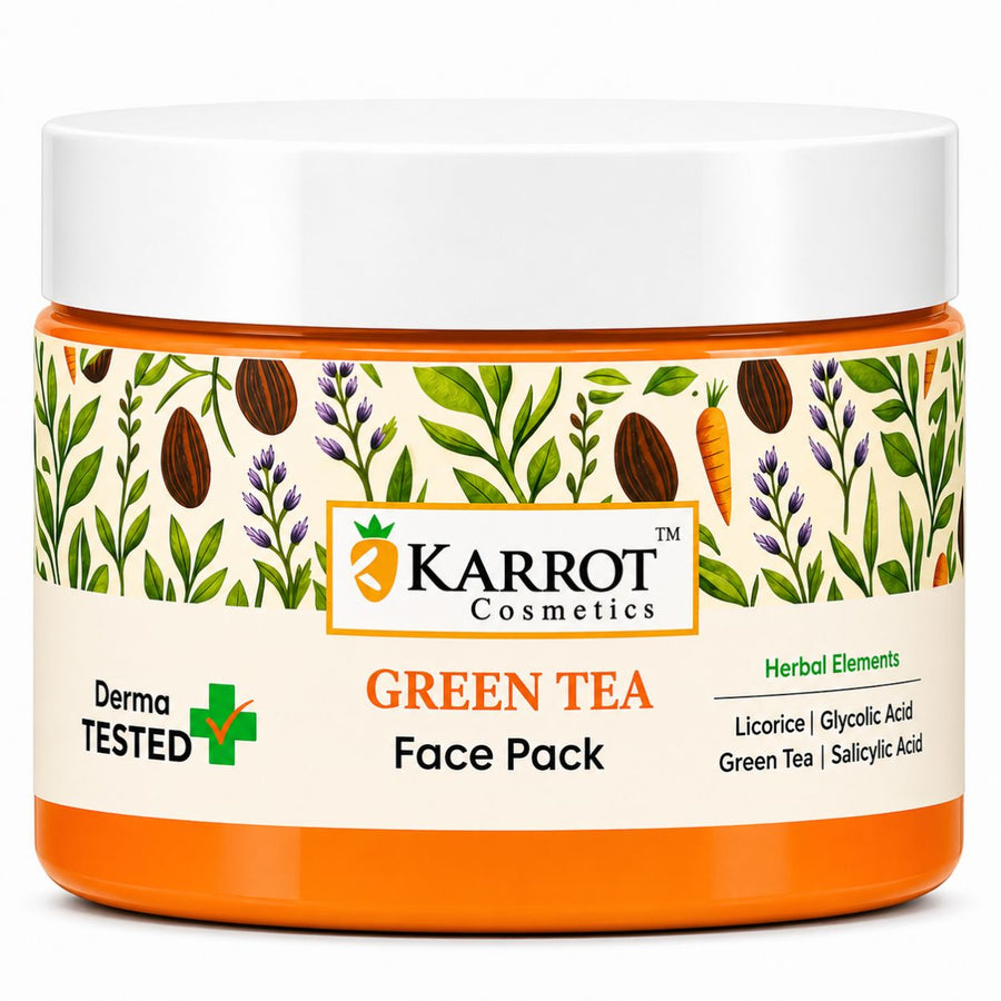Karrot Cosmetics Green Tea Face Pack for Oily Skin | Oil Control Face Pack for Acne Skin Care | 100gm