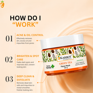 Karrot Cosmetics Green Tea Face Pack for Oily Skin | Oil Control Face Pack for Acne Skin Care | 100gm