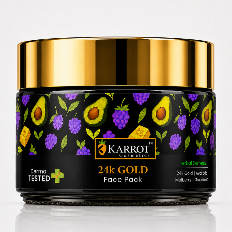 Karrot Cosmetics 24K Gold Face Pack with Hyaluronic | Anti Aging Face Pack for Smooth Skin Care | 100gm
