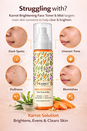 Karrot Cosmetics Brightening Face Toner Formula Care | Exfoliating Toner for Smooth Healthy Skin | 100ml