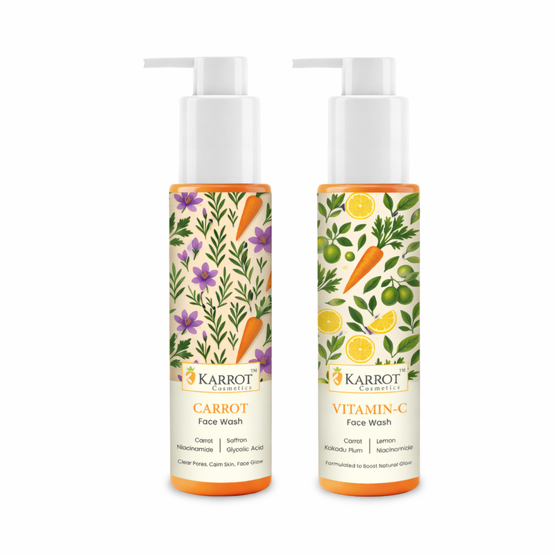 Carrot and Vitamin C Gel Face Wash Combo for hydration and brightening  Karrot Cosmetics India