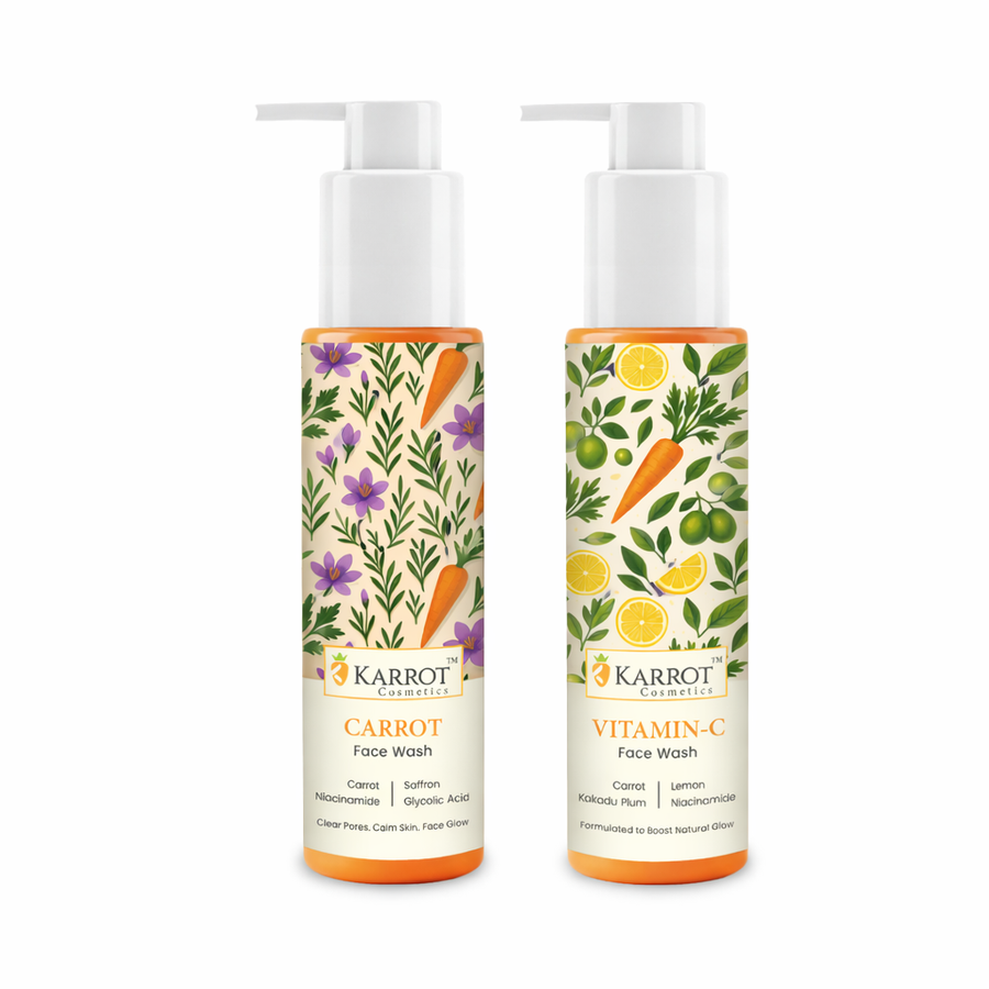 Carrot and Vitamin C Gel Face Wash Combo for hydration and brightening  Karrot Cosmetics India