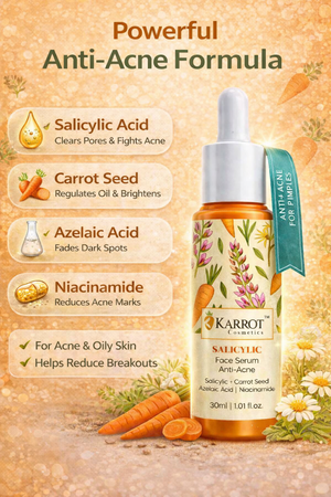 Karrot Cosmetics Salicylic Acid Face Serum Formula | Anti Acne Serum for Oil Control Skin Care | 30ml