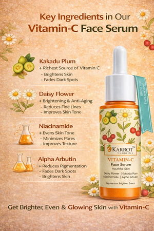 Karrot Cosmetics Vitamin C Face Serum for Glow Care | Brightening Serum for Healthy Smooth Skin | 30ml