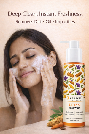 Karrot Cosmetics Ubtan Face Wash with Turmeric Oil | Glow Face Wash for Healthy Smooth Skin Care | 100ml