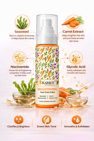 Karrot Cosmetics Brightening Face Toner Formula Care | Exfoliating Toner for Smooth Healthy Skin | 100ml