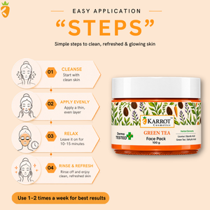 Karrot Cosmetics Green Tea Face Pack for Oily Skin | Oil Control Face Pack for Acne Skin Care | 100gm
