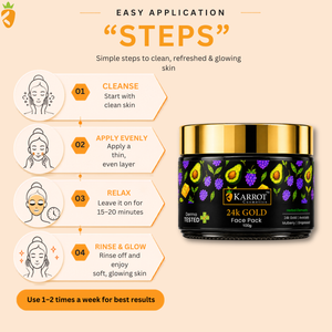Karrot Cosmetics 24K Gold Face Pack with Hyaluronic | Anti Aging Face Pack for Smooth Skin Care | 100gm