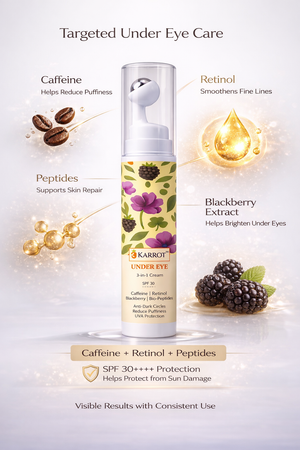 Karrot Cosmetics Under Eye Cream with Retinol & Caffeine | Dark Circle Repair Eye Cream Care | 15ml