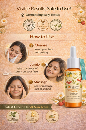 Karrot Cosmetics Vitamin C Face Serum for Glow Care | Brightening Serum for Healthy Smooth Skin | 30ml