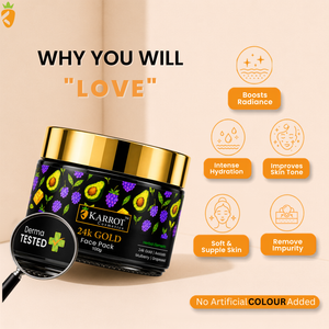 Karrot Cosmetics 24K Gold Face Pack with Hyaluronic | Anti Aging Face Pack for Smooth Skin Care | 100gm
