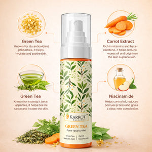 Karrot Cosmetics Green Tea Face Toner Oil Control | Acne Care Toner for Healthy Smooth Skin Care | 100ml