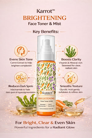 Karrot Cosmetics Brightening Face Toner Formula Care | Exfoliating Toner for Smooth Healthy Skin | 100ml