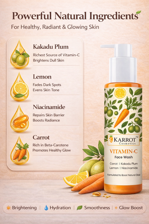 Karrot Cosmetics Vitamin C Face Wash Glow Formula | Brightening Face Wash for Healthy Smooth Skin | 100ml