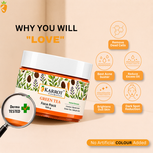 Karrot Cosmetics Green Tea Face Pack for Oily Skin | Oil Control Face Pack for Acne Skin Care | 100gm