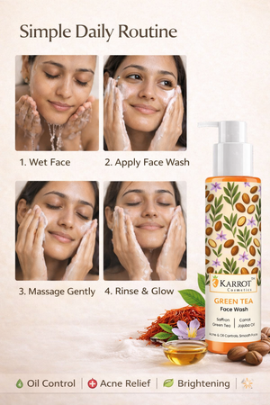 Karrot Cosmetics Green Tea Face Wash Oil Control | Acne Care Face Wash for Healthy Smooth Skin | 100ml