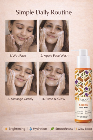 Karrot Cosmetics Ubtan Face Wash with Turmeric Oil | Glow Face Wash for Healthy Smooth Skin Care | 100ml