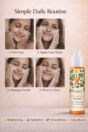 Karrot Cosmetics Vitamin C Face Wash Glow Formula | Brightening Face Wash for Healthy Smooth Skin | 100ml