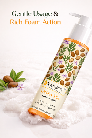Karrot Cosmetics Green Tea Face Wash Oil Control | Acne Care Face Wash for Healthy Smooth Skin | 100ml