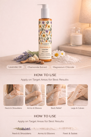 Karrot Cosmetics Magnesium Body Lotion with Shea Butter | Stress Relief & Sleep Support Lotion Care | 100ml