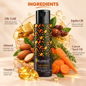Karrot Cosmetics 24K Gold Face Wash Hydrating Care | Brightening Face Wash for Healthy Skin Care | 20ml Miniature