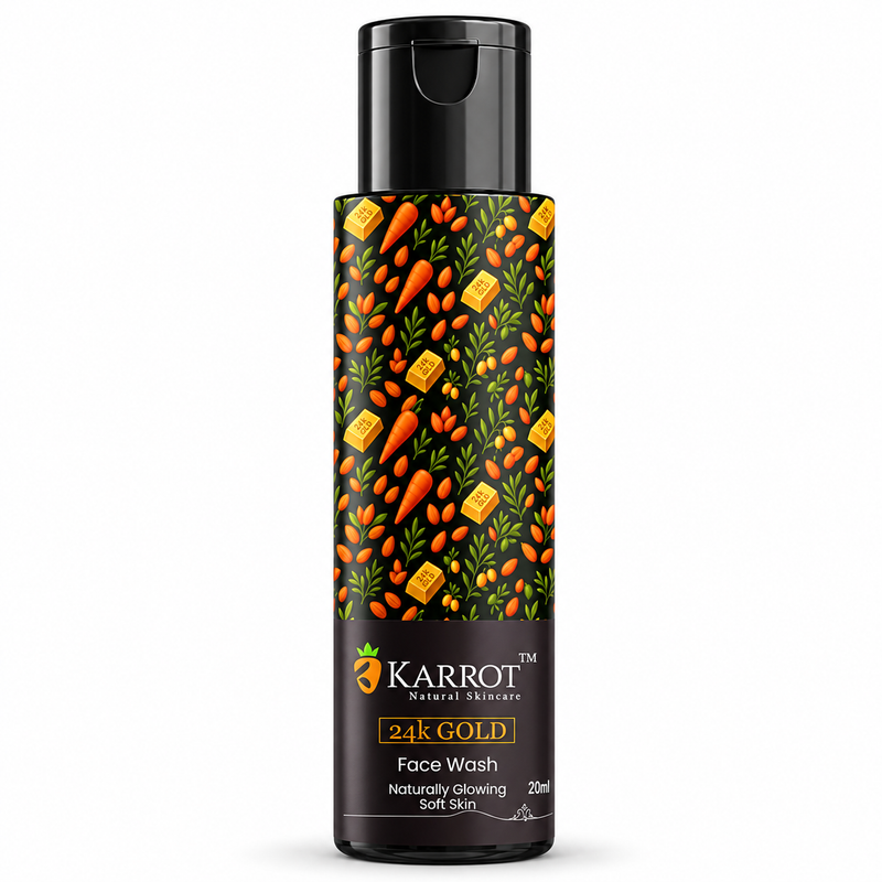 Karrot Cosmetics 24K Gold Face Wash Hydrating Care | Brightening Face Wash for Healthy Skin Care | 20ml Miniature