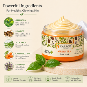 Karrot Cosmetics Green Tea Face Pack for Oily Skin | Oil Control Face Pack for Acne Skin Care | 100gm