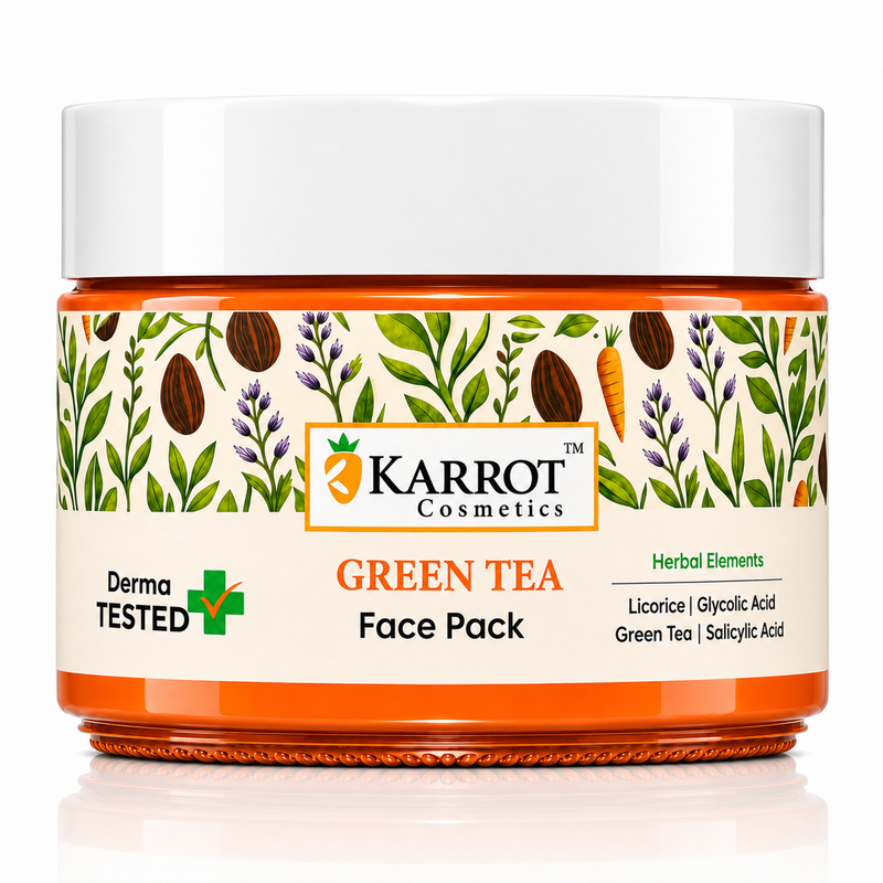 Karrot Cosmetics Green Tea Face Pack for Oily Skin | Oil Control Face Pack for Acne Skin Care | 100gm
