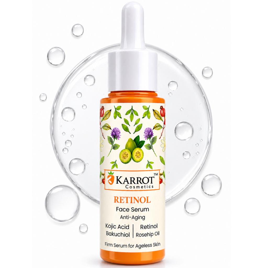 Karrot Cosmetics Retinol Face Serum with Rosehip Oil | Anti Aging Serum for Healthy Smooth Skin | 30ml