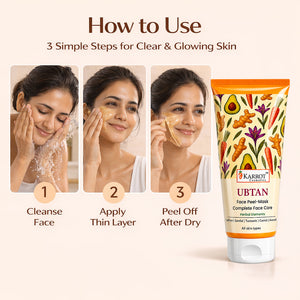 Karrot Cosmetics Ubtan Peel Off Mask with Turmeric | Glow Face Mask for Tan Removal Skin Care | 100gm