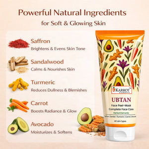 Karrot Cosmetics Ubtan Peel Off Mask with Turmeric | Glow Face Mask for Tan Removal Skin Care | 100gm
