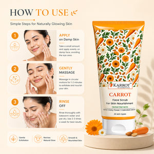 Karrot Cosmetics Carrot Face Scrub with Vitamin E | Exfoliating Face Scrub for Healthy Skin Care | 100gm