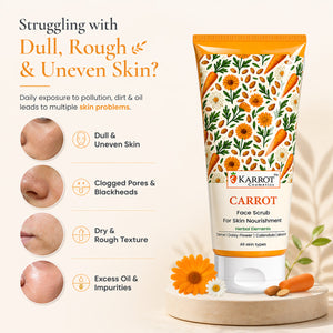 Karrot Cosmetics Carrot Face Scrub with Vitamin E | Exfoliating Face Scrub for Healthy Skin Care | 100gm