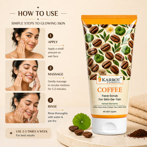 Karrot Cosmetics Coffee Face Scrub for Tan Removal | De-Tan Face Scrub for Healthy Smooth Skin | 100gm