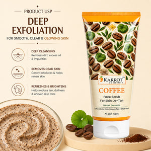 Karrot Cosmetics Coffee Face Scrub for Tan Removal | De-Tan Face Scrub for Healthy Smooth Skin | 100gm