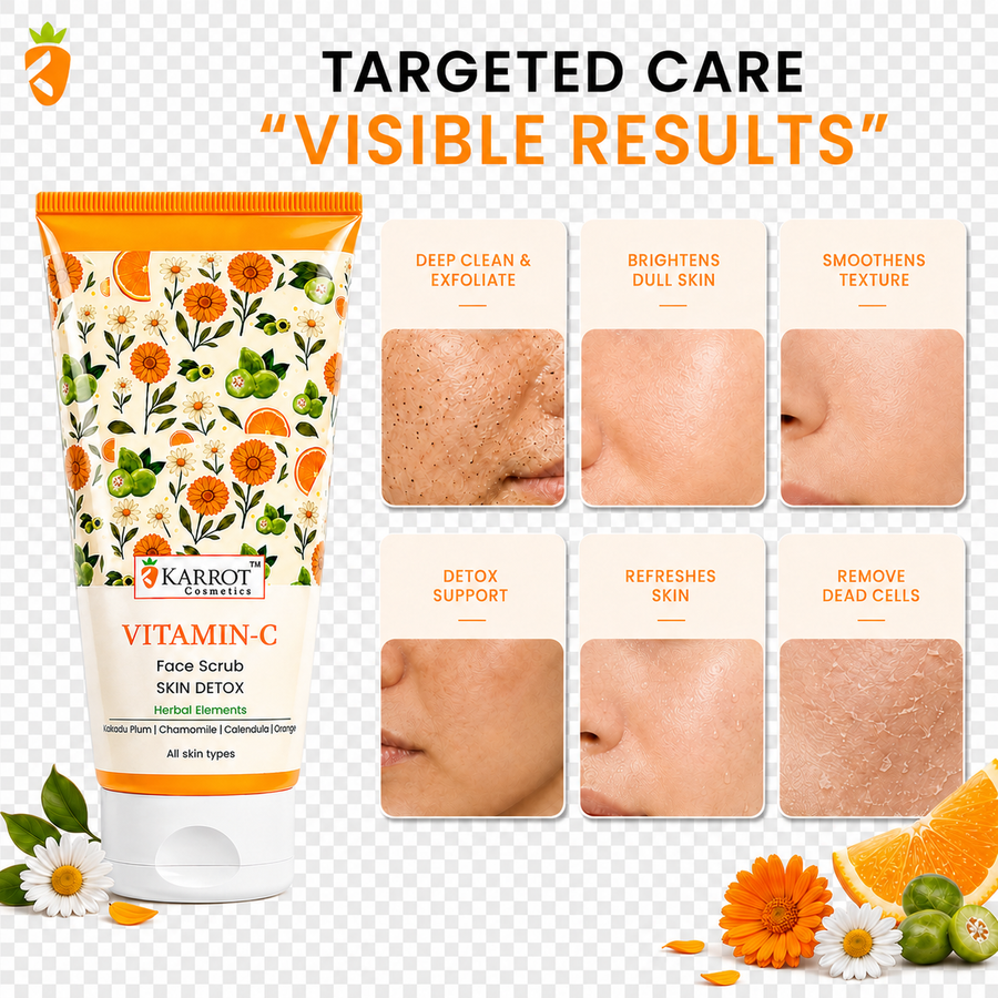 Karrot Cosmetics Vitamin C Face Scrub for Glow Care | Brightening Face Scrub for Smooth Skin Care | 100gm
