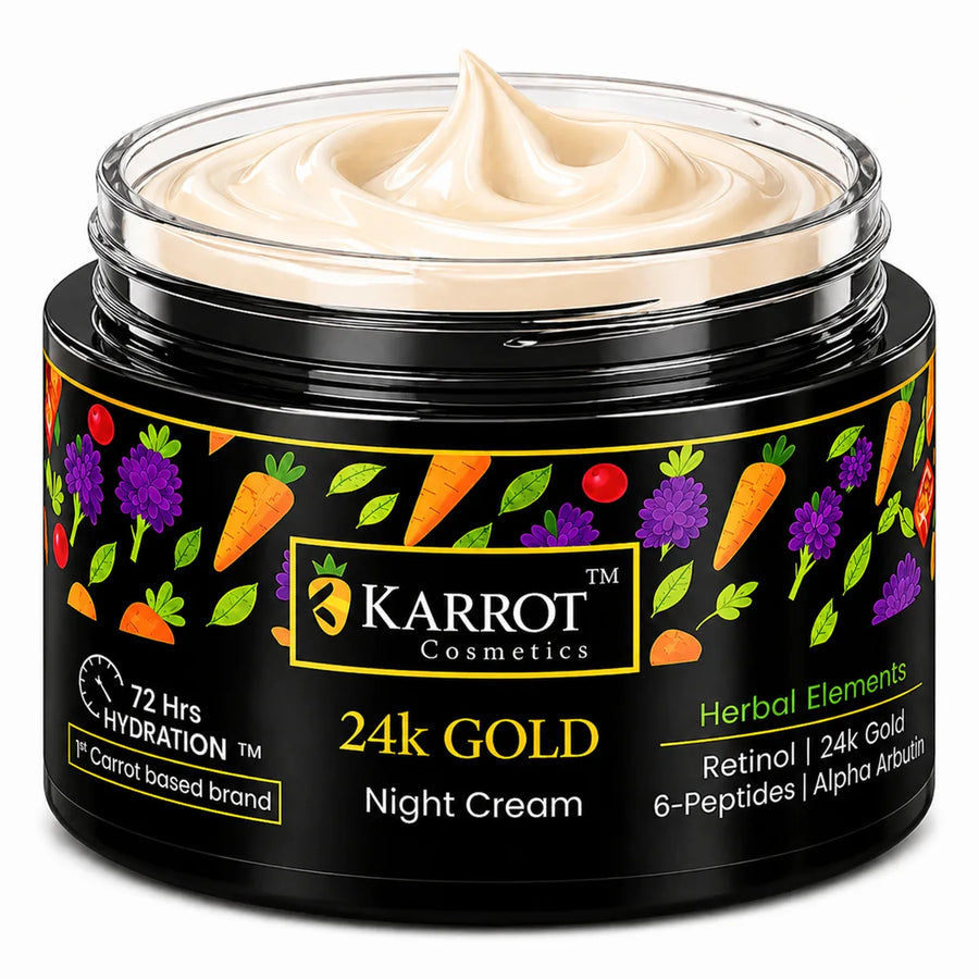 Karrot Cosmetics 24K Gold Night Cream Retinol Care | Anti Aging Cream for Healthy Smooth Skin | 50gm