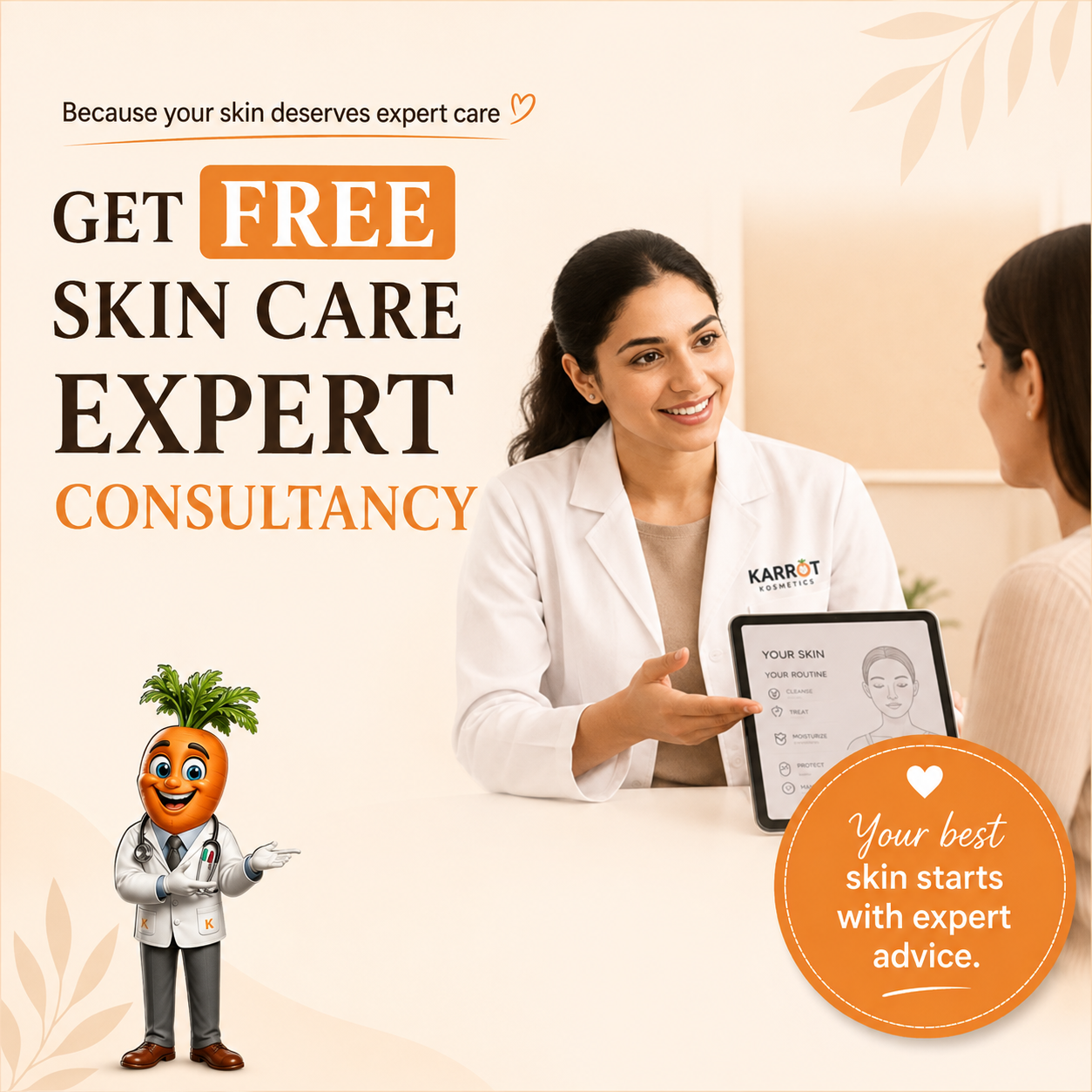 Free skincare expert consultancy from Karrot Cosmetics